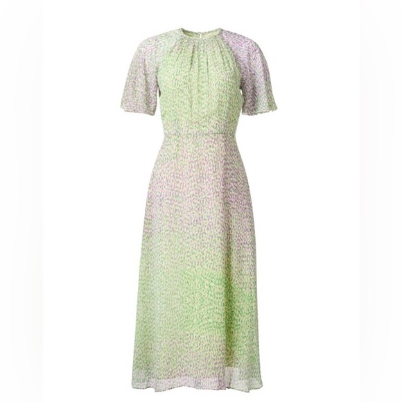 L.K. Bennett Elowen Lilac and Green Animal Print Midi Dress - Picture 2 of 16